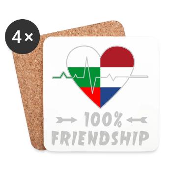 Bulgarien und Niederlande 100% Freundschaft - Untersetzer (4er-Set) - Weiß - Vorne