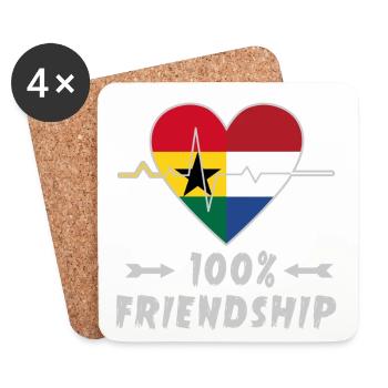 Ghana and Netherlands 100% friendship - Coasters (set of 4) - white - Front