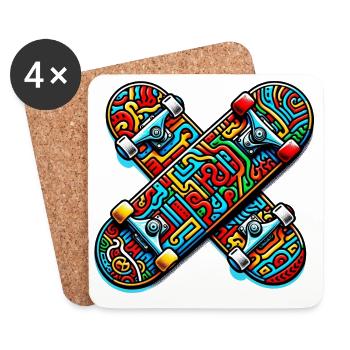Skateboard - Untersetzer (4er-Set) - Weiß - Vorne