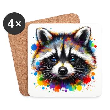 Raccoon - Coasters (set of 4) - white - Front