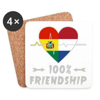 La Bolivie et les Pays-Bas : amitié à 100 % - Dessous de verre (lot de 4) - blanc - Devant
