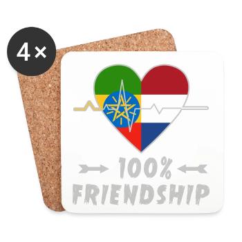 Äthiopien und Niederlande 100% Freundschaft - Untersetzer (4er-Set) - Weiß - Vorne