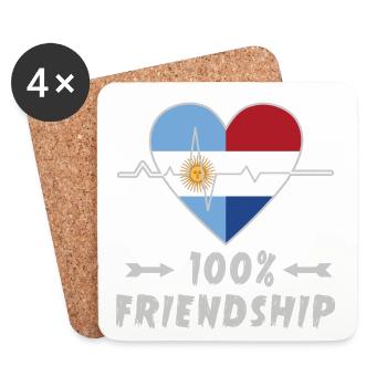 Argentina and the Netherlands 100% friendship - Coasters (set of 4) - white - Front