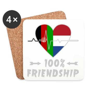 Afghanistan und Niederlande 100% Freundschaft - Untersetzer (4er-Set) - Weiß - Vorne