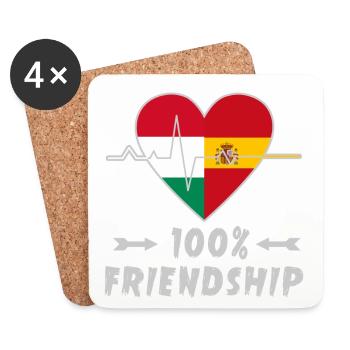 Ungarn und Spanien 100% Freundschaft - Untersetzer (4er-Set) - Weiß - Vorne