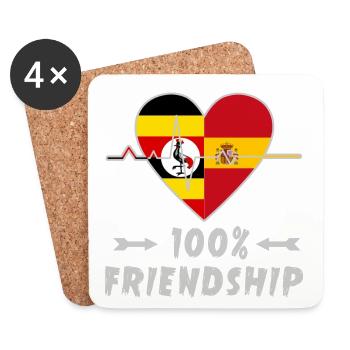 Uganda und Spanien 100% Freundschaft - Untersetzer (4er-Set) - Weiß - Vorne