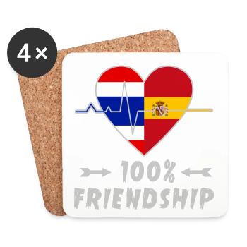 100 % amitié entre la Thaïlande et l'Espagne - Dessous de verre (lot de 4) - blanc - Devant
