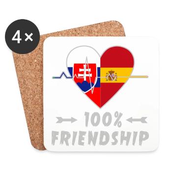 Slowakei und Spanien 100% Freundschaft - Untersetzer (4er-Set) - Weiß - Vorne