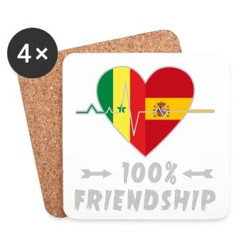 Senegal and Spain 100% friendship - Coasters (set of 4) - white - Front