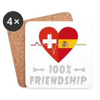 Schweiz und Spanien 100% Freundschaft - Untersetzer (4er-Set) - Weiß - Vorne