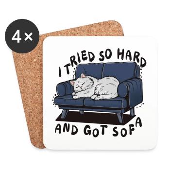 Sofa Nap Cat: I Tried So Hard - Coasters (set of 4) - white - Front