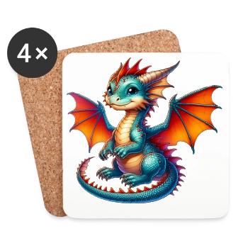 Dragon - Dessous de verre (lot de 4) - blanc - Devant