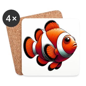Poisson-clown - Dessous de verre (lot de 4) - blanc - Devant