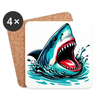 Requin - Dessous de verre (lot de 4) - blanc - Devant