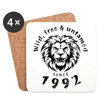 33. Birthday Wild, free & untamed since 1992 - Coasters (set of 4) - white - Front