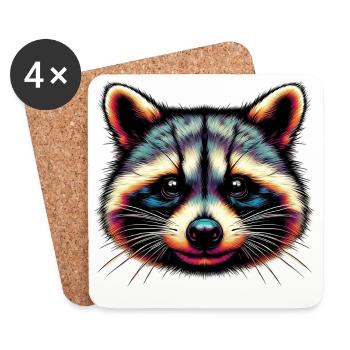 Waschbär - Untersetzer (4er-Set) - Weiß - Vorne