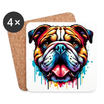 English Bulldog Dog - Coasters (set of 4) - white - Front