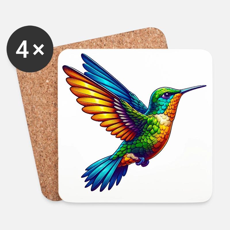 Kolibri - Untersetzer (4er-Set) - Weiß
