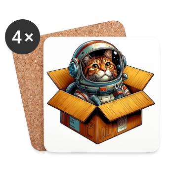 Astronaut Katze - Untersetzer (4er-Set) - Weiß - Vorne