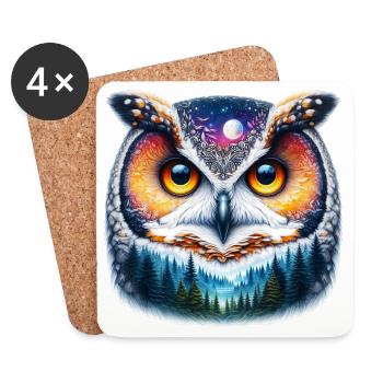 Owl - Coasters (set of 4) - white - Front