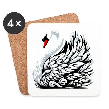 Cygne - Dessous de verre (lot de 4) - blanc - Devant