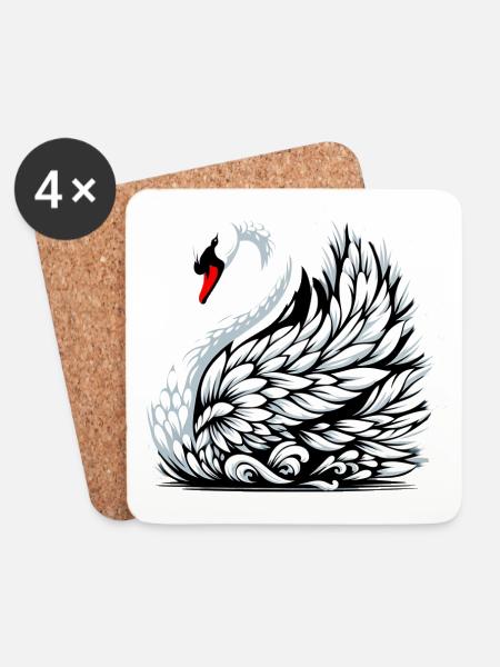 Schwan - Untersetzer (4er-Set) - Weiß