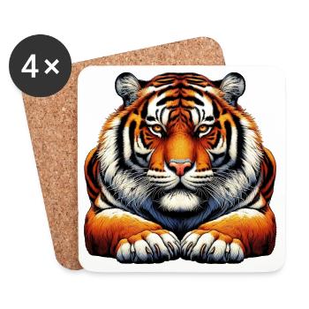 Tigre - Dessous de verre (lot de 4) - blanc - Devant