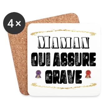 Maman Qui Assure Grave - Dessous de verre (lot de 4) - blanc - Devant