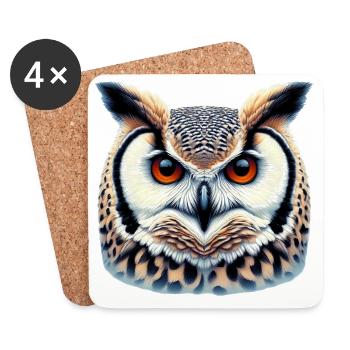 Owl - Coasters (set of 4) - white - Front