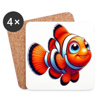 Clownfisch - Untersetzer (4er-Set) - Weiß - Vorne