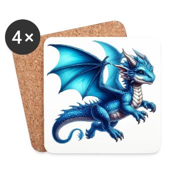 Dragon - Dessous de verre (lot de 4) - blanc - Devant