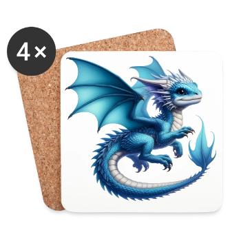 Dragon - Dessous de verre (lot de 4) - blanc - Devant