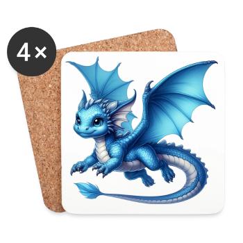 Dragon - Dessous de verre (lot de 4) - blanc - Devant