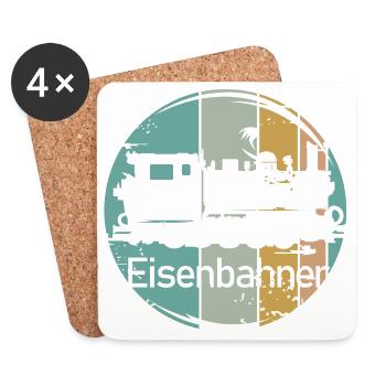 retro Lok Eisenbahner vintage alte Bahn Zug Symbol - Untersetzer (4er-Set) - Weiß - Vorne