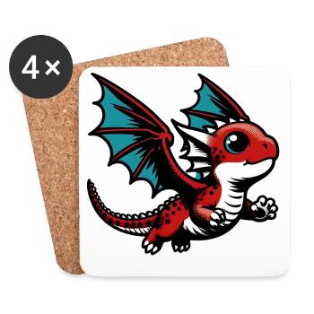 Drache - Untersetzer (4er-Set) - Weiß - Vorne