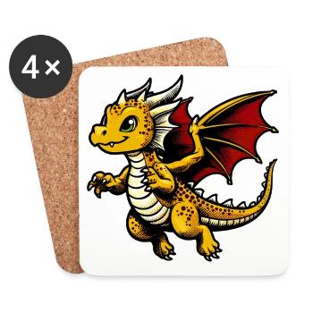Drache - Untersetzer (4er-Set) - Weiß - Vorne