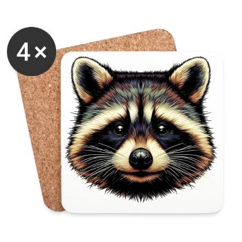 Waschbär - Untersetzer (4er-Set) - Weiß - Vorne