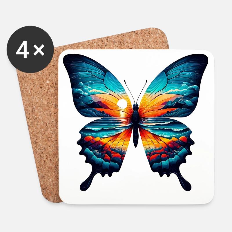 Schmetterling - Untersetzer (4er-Set) - Weiß