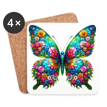 Schmetterling - Untersetzer (4er-Set) - Weiß - Vorne