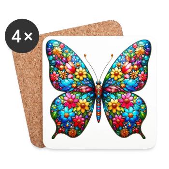 Papillon - Dessous de verre (lot de 4) - blanc - Devant