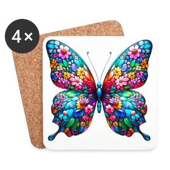 Schmetterling - Untersetzer (4er-Set) - Weiß - Vorne