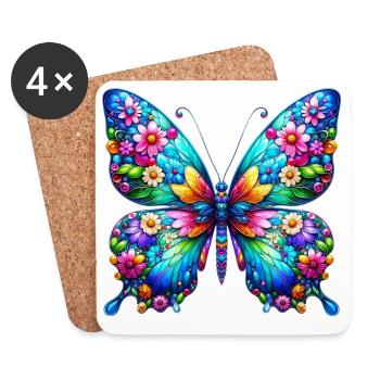 Schmetterling - Untersetzer (4er-Set) - Weiß - Vorne