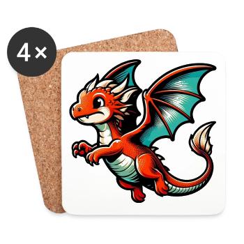 Drache - Untersetzer (4er-Set) - Weiß - Vorne