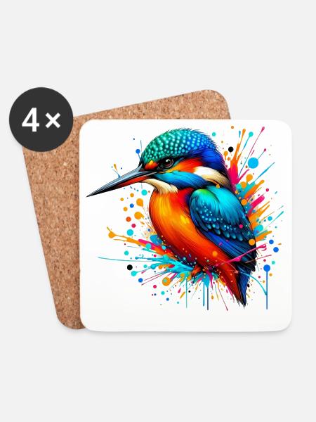 Eisvogel - Untersetzer (4er-Set) - Weiß