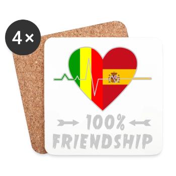 100 % amitié entre le Mali et l'Espagne - Dessous de verre (lot de 4) - blanc - Devant