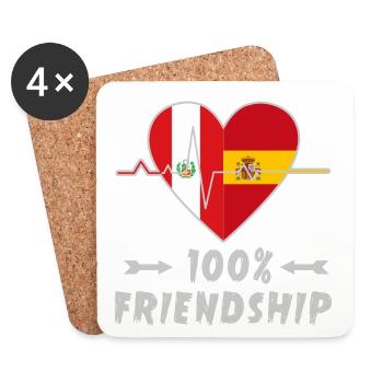 100 % amitié entre le Pérou et l'Espagne - Dessous de verre (lot de 4) - blanc - Devant