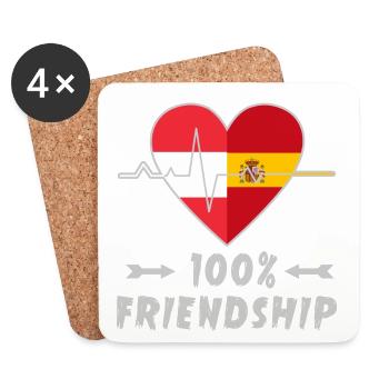 Österreich und Spanien 100% Freundschaft - Untersetzer (4er-Set) - Weiß - Vorne