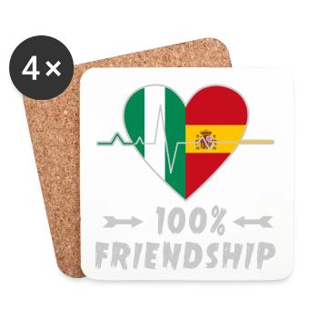 L'amitié entre le Nigeria et l'Espagne - Dessous de verre (lot de 4) - blanc - Devant