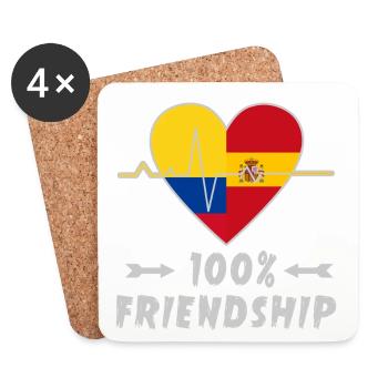 100 % amitié entre la Colombie et l'Espagne - Dessous de verre (lot de 4) - blanc - Devant