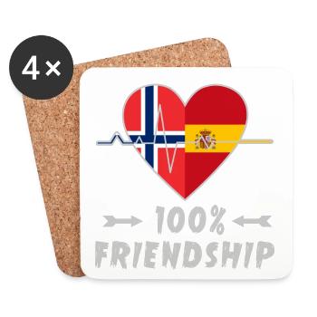 La Norvège et l'Espagne : une amitié à 100 % - Dessous de verre (lot de 4) - blanc - Devant